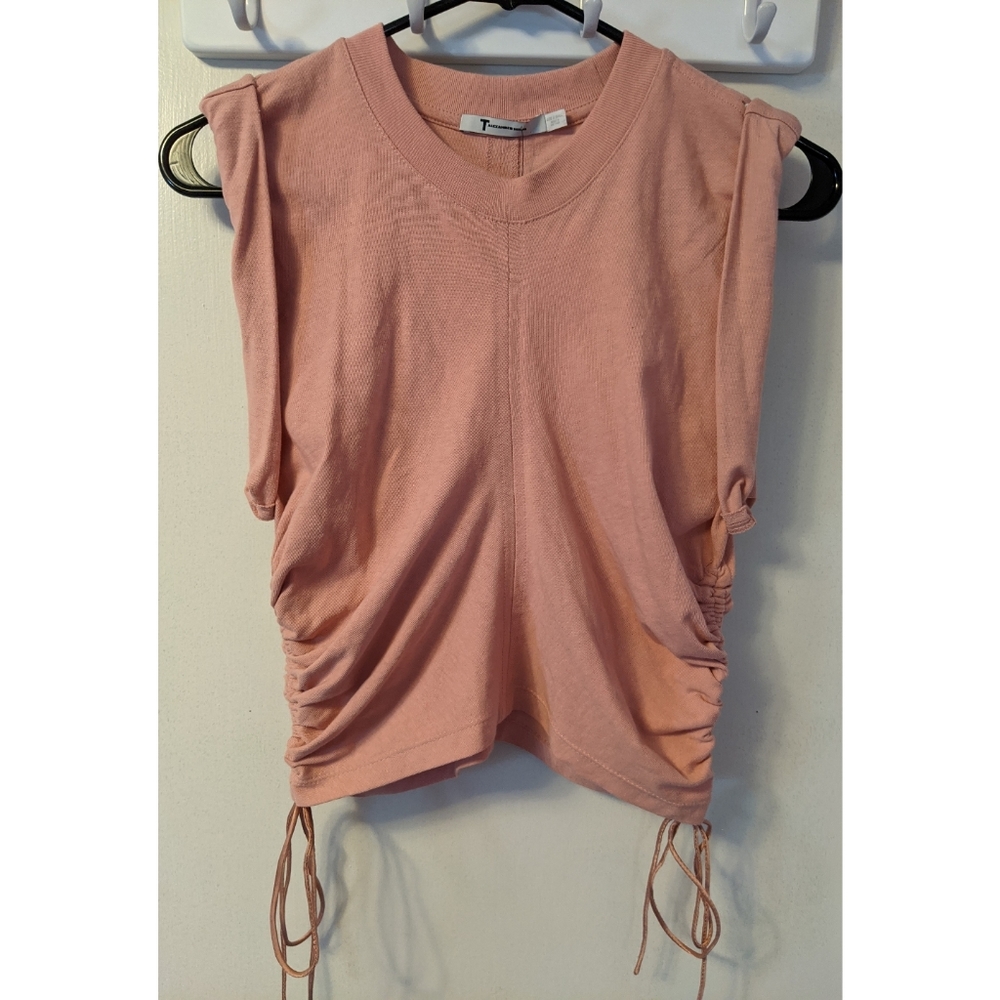 EUC alexanderwang.t Ruched Crop T-Shirt Melon XS